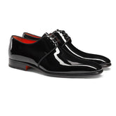 Mens black patent leather Derby shoe